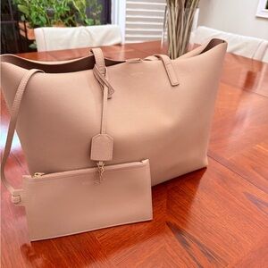 Yves Saint Laurent dark beige Tote Bag with Pouch